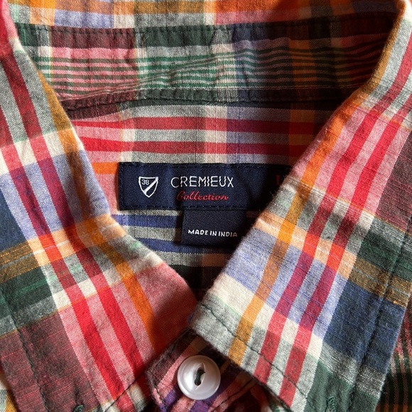 Cremieux plaid short sleeved shirt with front pocket cotton szL - Picture 2 of 2